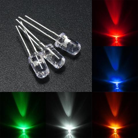 100PCS/LOT Long legs 29MM UltraBright Red/Green/Blue/White/Yellow Ultra Bright 5mm Round LED Diode F5 Led 3.0-3.2V ► Photo 1/6