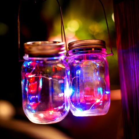 1PC Waterproof LED Solar Light Outdoor Jar Can Cap Copper Light String Strip Wire DIY Lid Party Decoration Night Lamp LED Garden ► Photo 1/6