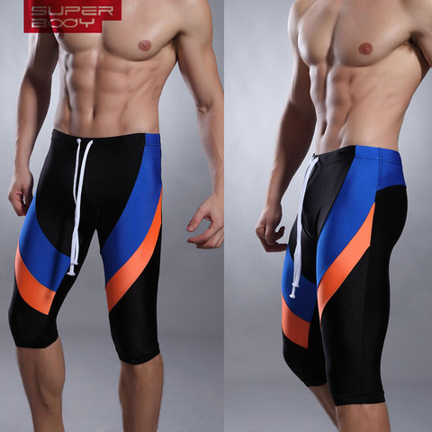 Men's swimming trunks Seven men color matching swimming trunks Fitness swimwear cycling together with long swim shorts ► Photo 1/6
