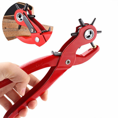 9'' Revolving Leather Punch Plier 6 Sizes Round Hole Perforator Tool Make Hole Puncher for Watchband Card Leather Belt ► Photo 1/6