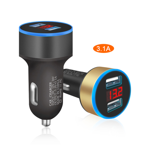 Dual Usb Car Charger 3.1A Car Cigarette Lighter Universal USB Car-Charger with car voltage display For iphone6 7 Sumsung Xiaomi ► Photo 1/6