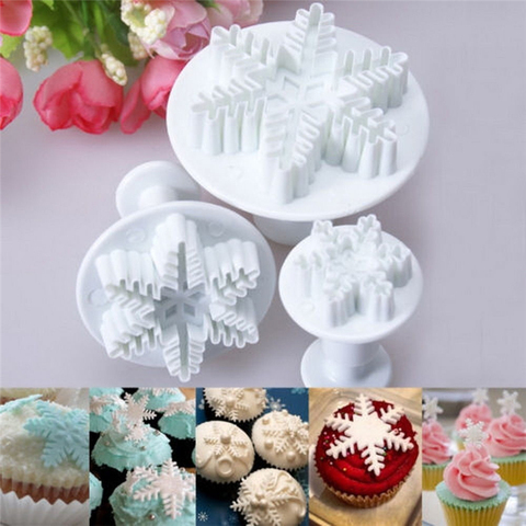 New Chocolate Cookie Candy Plunger Mold Snowflake Snow Shape Cake Mold Fondant Pastry Cutter Cake Decorating Tools Pastry Tools ► Photo 1/6