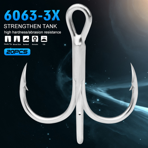 2022 20pcs/lot High Carbon Steel Treble Hooks 2/4/6/8/10# Fishing Tackle Super Sharp Hook Treble Fishing Hooks 6063-3X Top Sale ► Photo 1/1