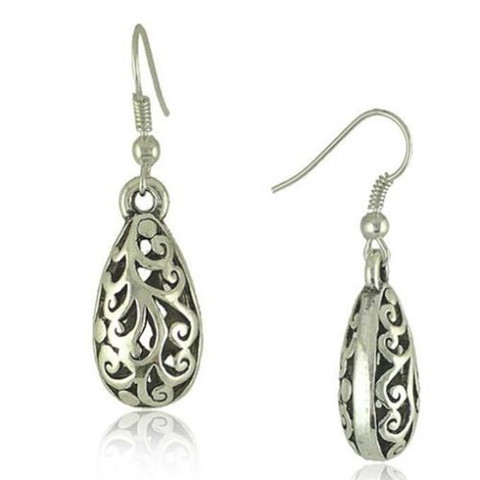 Vintage Tibet silver carved Tibetan silver drop earrings for women perspective ► Photo 1/3