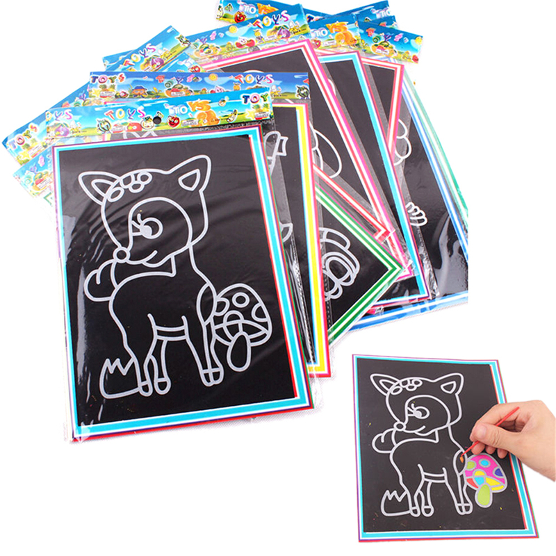 Details about   10x 9.5*13CM Small Size Kids Scraping Painting Educational Toys For Children HBJ 