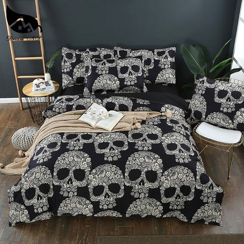 Dream NS Flower Skull Beddings and Bed Sets Black Color Duvet Cover King Size Luxury Sugar Skull Bedding Set Queen Size PN007 ► Photo 1/6