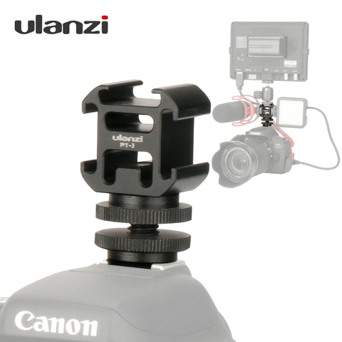 Ulanzi 3 Cold Shoe Camera Mount Adapter Extend Port with BY-MM1 Microphone LED Video Light for DSLR Camera Canon Nikon Petax ► Photo 1/6