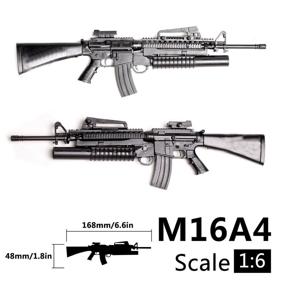 1/6 Black US Army M16 Rifle Model Gun Toys 12'' Soldier Figure Accessories