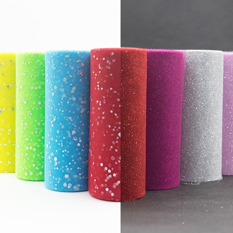 15cm*22m Glitter Sequin Tulle Roll Tutu Fabric Wedding Decoration Organza 25 Yards Glitter Tulle Roll Birthday Party Supplies ► Photo 1/6