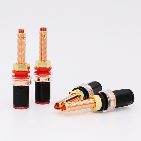 Free shipping 4pcs  FP-803 style Red Copper Plated Speaker Terminal Binding Post Socket ► Photo 1/5