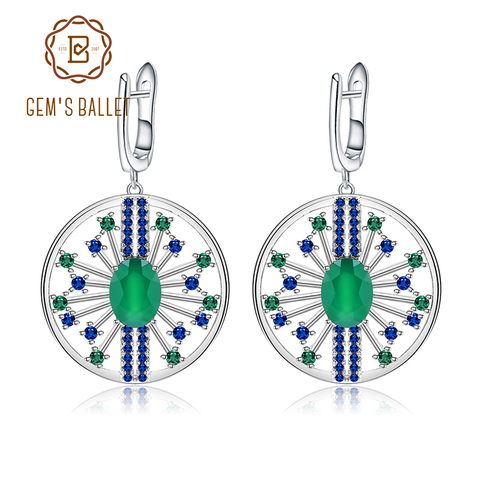 GEM'S BALLET 2.58Ct Natural Agate Gemstone Earrings 925 Sterling Sliver Vintage Palace Drop Earrings For Women Fine Jewelry ► Photo 1/6
