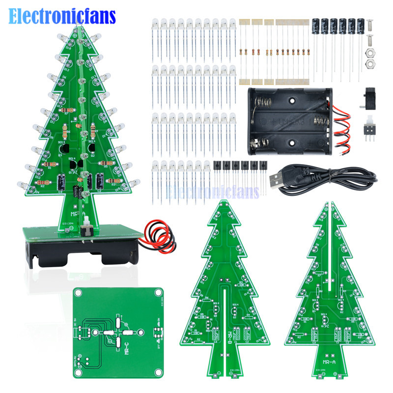 DIY Kit Christmas Tree LED Flashing Light  Red Green Flash Electronic Suit