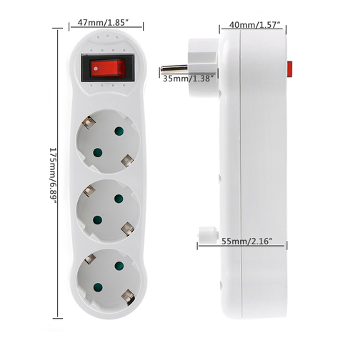 16A European Type Conversion Plug 1 TO 3 Way EU Standard Power Adapter Socket EU standard ► Photo 1/6