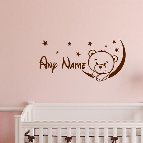 Bear Customized Personalized Name Children Art Home Decor Nursery Kids Room Vinyl Sticker Decal Removable Wall L144 History Review Aliexpress Er Wxduuz Duoduo Alitools Io - Removable Wall Stickers Baby Nursery