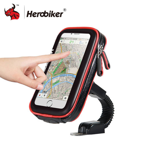 HEROBIKER Mobile Phone Holder Motorcycle Bike Mount Bracket Stand Holder For Phone Waterproof Case Bag For Iphone 6/7 Samsung ► Photo 1/6