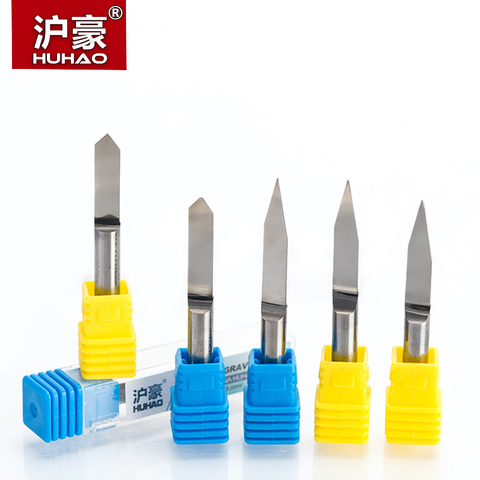 HUHAO 1pc 6mm Flat Bottom Engraving Bits 45-50mm Lengthened CNC Router Tools V Carbide Carving Cutters Degree 20 25 30 60 90 ► Photo 1/6
