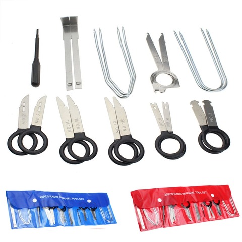 Auto Radio Removal Tool Set Bule/Red Bag Hot Sell 20pc Car Sound