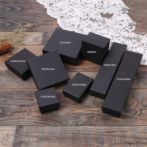 High Quality 10 Pcs Black Kraft Paper Jewelry Gift Paper Box Organizer Charms Ring Watch Earring Jewelry Display Gifts Box 2022 ► Photo 1/6