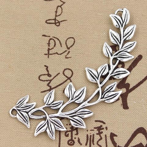 2pcs Charms Olive Branch 87x38mm Antique Pendant fit,Vintage Tibetan Bronze Silver color,DIY For Handmade Jewelry ► Photo 1/3