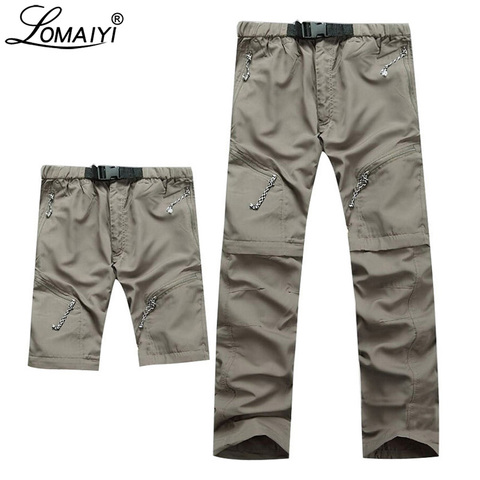 LOMAIYI Multifunction Cargo Pants Men Summer Ultra Thin Men's Cargo Trousers Male Khaki/Black Quick Dry Zip-Off Pants Man AM001 ► Photo 1/6