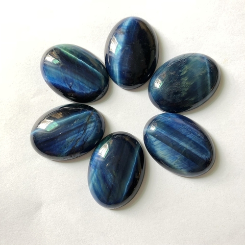 AA Quality Natural Blue Tiger Eye Cabochons Oval 22x30mm CAB Semi precious stone Jewelry Cabochon Ring Face 3pcs/lot ► Photo 1/6
