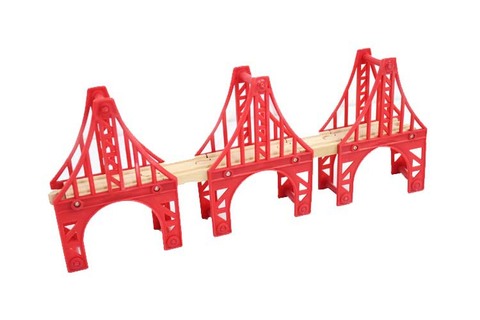 EDWONE Red Tower Bridge Wood Railway Track Train Slot Railway Accessories Original Toy Gifts For Kids ► Photo 1/4