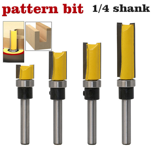 1PC 1/4 Shank Template Trim Hinge Mortising Router Bit Straight end mill trimmer cleaning flush trim Tenon Cutter forWoodworking ► Photo 1/6