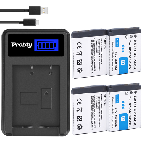 NP-BD1 Battery + Charger for SONY Cyber-Shot DSC-T700H DSC-T900 DSC-T900B DSC-T2 DSC-T70 DSC-T75 DSC-T77 DSC-T90 DSC-T200 DSC-T3 ► Photo 1/6