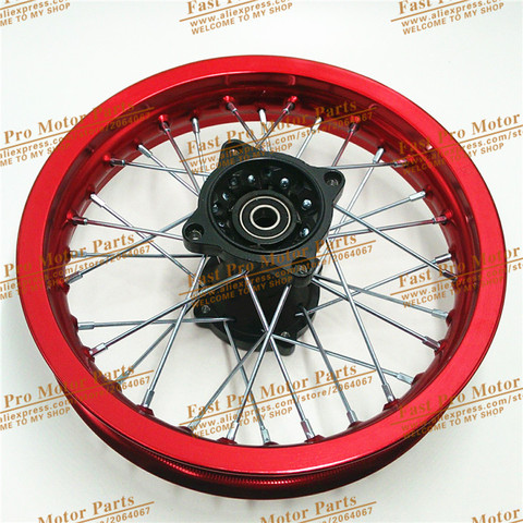 80/100-12 inch 12mm or  15mm Rear 1.85-12 inch 6000 Aluminum Alloy Back Wheel Rim PIT PRO Trail Dirt Bike Redpit bike parts Red ► Photo 1/5