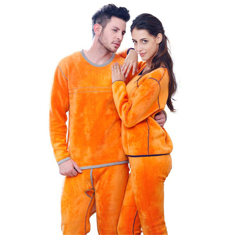 Winter woman clothes Fleece thermal underwear	sets thermo men Couple clothes keep warm ► Photo 1/6