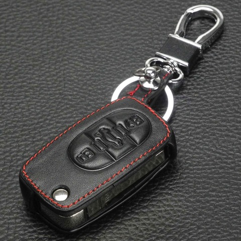 jingyuqin Car Key fob Cover Leather Case for Audi A2 A3 A4 A6 A8 TT for VW Passat Jetta Golf Beetle 3BTN Flip Folding Protect ► Photo 1/5