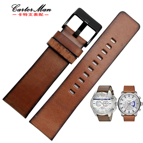High quality Genuine  for diesel leather strap retro brown leather watchband men bracelet 22mm 24mm 26mm ► Photo 1/5