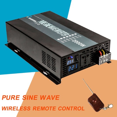 Pure Sine Wave Inverter Power 2000W 24V DC to 220V AC Solar Panel Inverter Converter 12V/24/48V to 120V/230V/240V Remote Control ► Photo 1/6