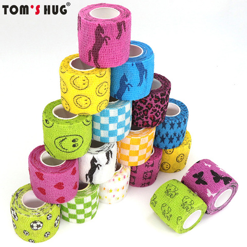 1 pcs Printed Sports Knee Protector 4.5m Medical Therapy Elastic Bandage Colorful Self Adhesive Wrap Tape for Finger Joint Pet ► Photo 1/6