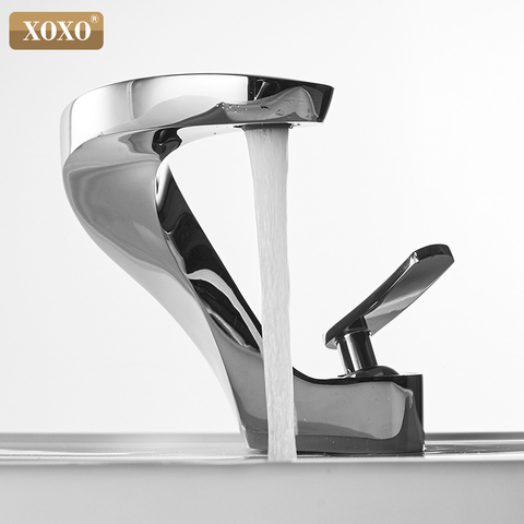XOXO Basin Faucet Cold and Hot Waterfall Contemporary Chrome Brass Bathroom basin sink Mixer Deck Mounted waterfall Tap 21045 ► Photo 1/6