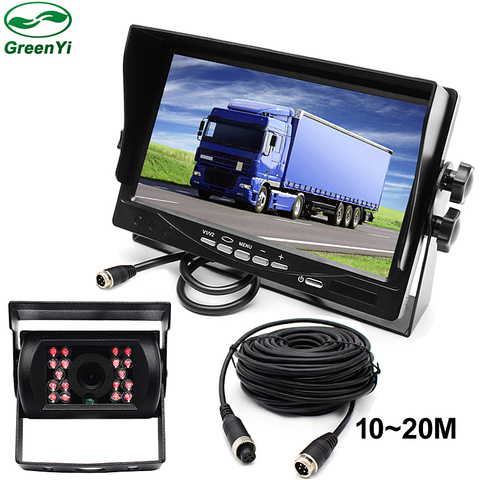 GreenYi DC12~24V Car Truck Bus 7 Inch LCD Auto Parking Monitor With Bracket Aviation joint 2 Video Input + Rear View Camera ► Photo 1/6