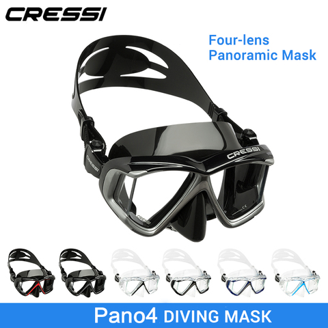 Cressi PANO 4 Wide View Scuba Diving Mask Silicone Skirt Three-Lens Panoramic Dive Mask Snorkeling for Adults ► Photo 1/6
