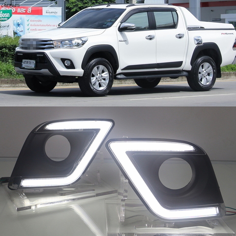 CSCSNL 1 set  ABS LED Turn Yellow Signal Fog Lamp Cover Car DRL Daytime Running Light For Toyota Hilux Revo Vigo 2015 2016 2017 ► Photo 1/1