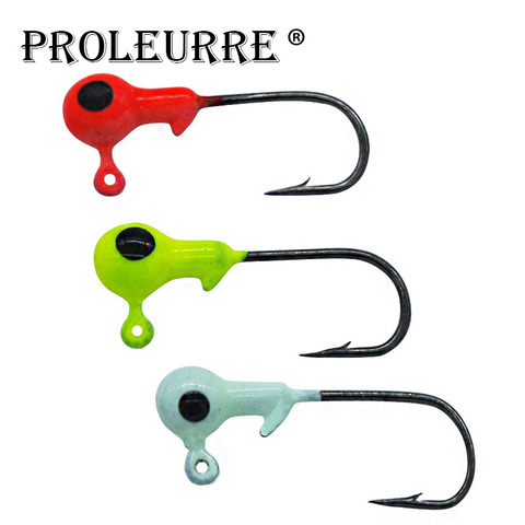 Proleurre 10Pcs/lot 3D Eye Fish Head Hooks Lead Jig 1g Barbed Soft Lure Jigging Hook Fishing Hooks Lead Head FA-221 ► Photo 1/5