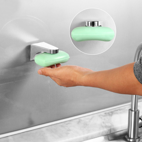 OUNONA 1PC Magnetic Soap Holder Elegent Tool Free Rustproof Sponge Holder Dish Holder Soap Dish for Bathroom Lavatory Home ► Photo 1/6