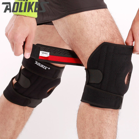 Aolikes Adjustable four Springs Support  Sports Leg Knee Support Brace Wrap Protector Sleeve Safety Knee Protector factory store ► Photo 1/6