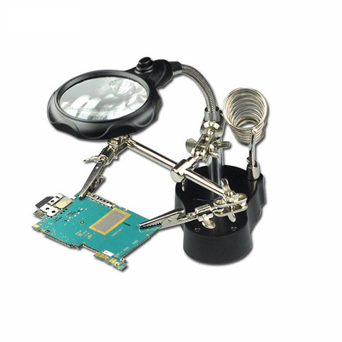 Desk magnifier lamp 3.5x-12x Third Hand Iron Stand Soldering LED Illuminated magnifying glass loupe Motherboard Repair Tools ► Photo 1/6