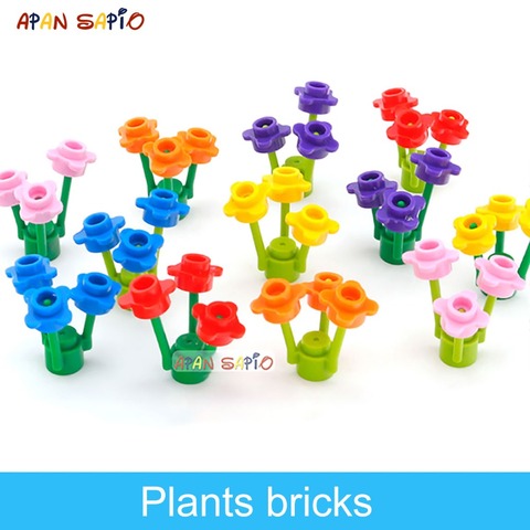 DIY Building Blocks Figures Bricks flower Plants 120Suit lot Educational Creative Size Compatible With lego Toys for Children ► Photo 1/6