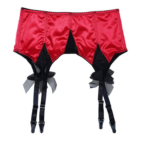 Red Garter Belt Women High Waist Classic Garters Satin Fishbone Belt for Stocking 4 Wide Straps Sexy Lingerie Suspender Belt ► Photo 1/6