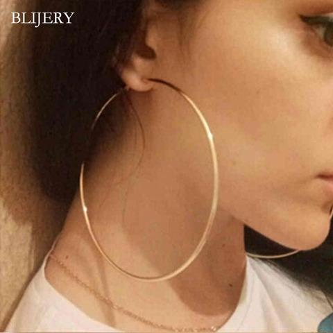 BLIJERY Trendy Large Hoop Earrings Big Smooth Circle Earrings Basketball Brincos Celebrity Brand Loop Earrings for Women Jewelry ► Photo 1/6