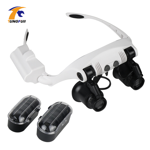 10X/15X/20X/25X LED Glasses Magnifying Glasses With Light For Close Work  Jeweler Loupe Watchmaker Headband Magnifying Glass