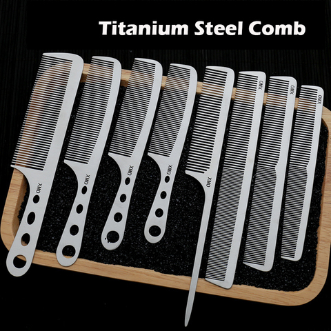 Brainbow 1PC Titanium Steel Comb Professional Salon Hair Hairdressing Anti-static Barbers Comb Ultra Thin Hair Brush for Men ► Photo 1/6