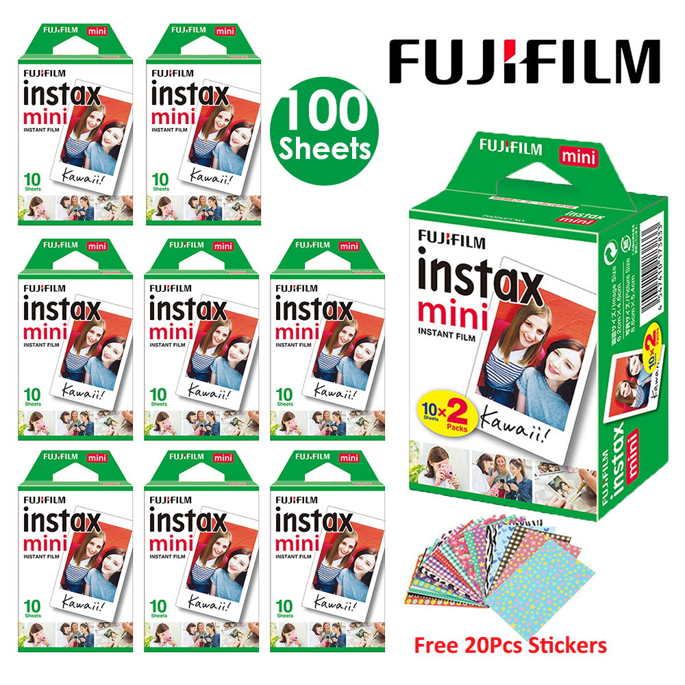 Fujifilm Instax Mini Film Instax Mini 9 Films White Edge 50 Sheets for Fuji  Instax Mini 8 Camera + Free Stickers