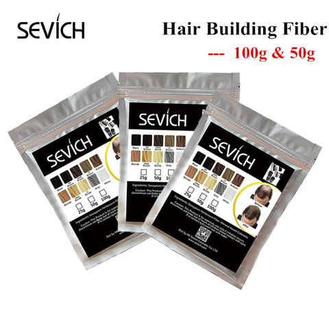 Sevich 100g Hair Fibers 10 Color Keratin Hair Building Fiber Powder Instant Hair Growth Fiber Refill 50g Hair Care Product ► Photo 1/6