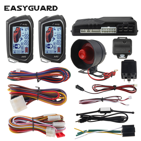 EASYGUARD 2 Way Car Alarm System big LCD Pager Display auto Start stop Turbo Timer Mode shock/vibration alarm universal DC12V ► Photo 1/6